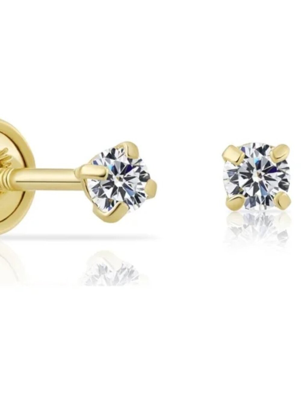 Tilo unisex 10K Gold Solitaire CZ Stud Earrings Screw backs New **READ**